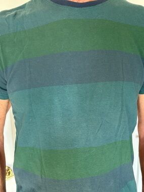 Custo Barcelona Teal & Green Striped Short Sleeve Tee